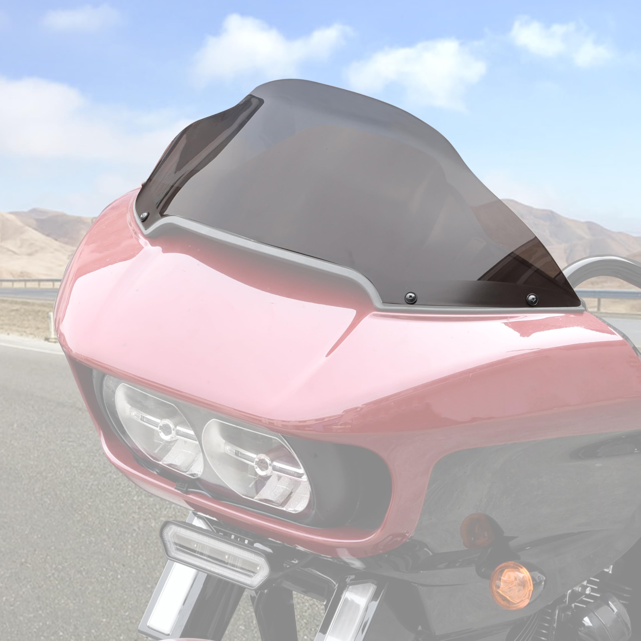 Photo 1 of VEISUTOR Windshield for Road Glide 2015-2024, Dark Tinted Wind Shield Windscreen Air Deflector for Harley Davidson Road Glide 3 FLTRT 23-later Accessories