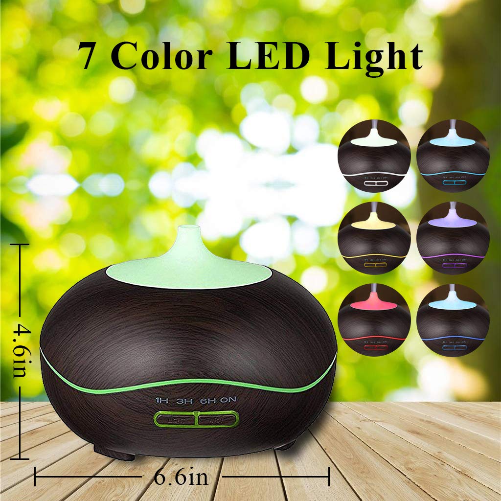 Aroma Essential Oil Diffuser 300ml for Aromatherapy with Adjustable Mist Modes Humidifiers with Auto Shut-Off, Changing Colored LED Lights for Home, Spa, Baby Room, Office(Black)