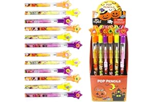 TINYMILLS 24 Pcs Multi Point Stackable Push Pencil Assortment with Eraser for Halloween Party Favor Prize Carnival Bulk Non Candy Treats