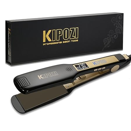 KIPOZI Profi Glätteisen Haarglätter Ionen Technologie mit 4.5cm extra breiten Platten und digitalem LCD-Display Dual Spannung