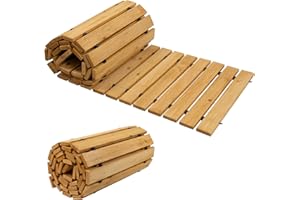 Wooden Pathway 8', Realife Roll Out Weather-Resistant Garden Cedar Walkway for Outside, Patio, Beach