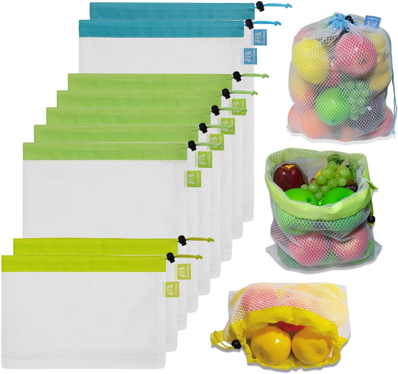Reusable Produce Bag, BB Brotrade See Through 9 Packs