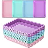 Mimorou 20 Pcs Plastic Art Sand Trays Multicolor Stackable Activity Sensory Tray Paint Mixing Crafts Organizer Serving Accessories for DIY Bead Painting Project, 9.65 x 7.28 x 0.9 Inch (Fresh Color)