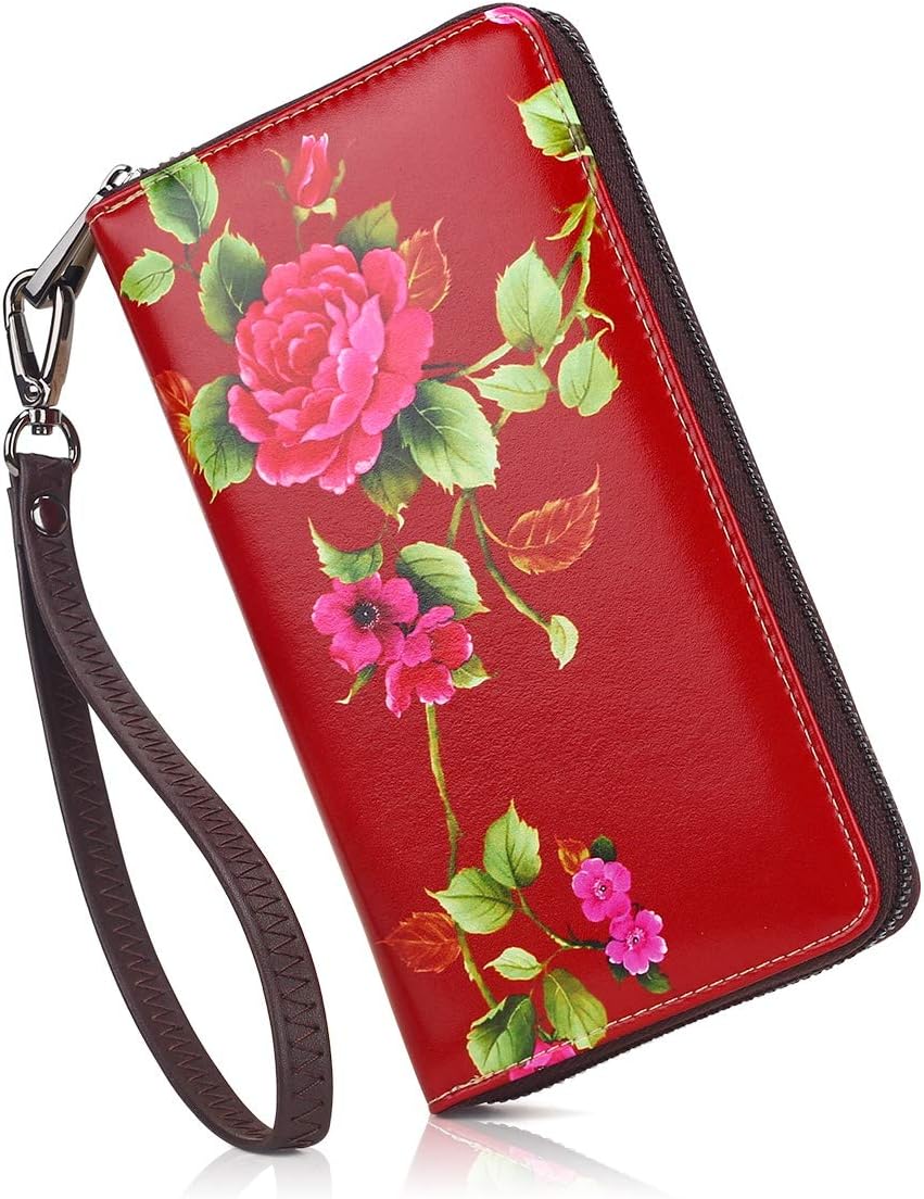 Wallets for Women RFID Blocking Zipper Card Holder Wallet Phone Purse Clutch Cartoon Style Wallet With Wristlet for Ladies/Girls Gift Box 684