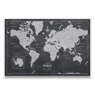 Buy Push Pin World Map Board With Push Pins To Mark World Travel Handmade In Ohio Usa Design Modern Slate Online In Vietnam B01di2xzey World Travel Map With Pins Online