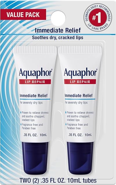 Aquaphor Lip Repair 2 Pack Lip Balm Ointment 0.35 oz Each