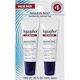 Aquaphor Lip Repair Ointment, Moisturizing Lip Balm Pack, Relieves Dryness, 0.35 Tube, Pack of 2