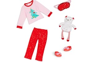 Glitter Girls – 14-Inch Doll Clothes – Festive Christmas Outfit with Slippers – FA LaLaLaLa, Sleepover Pajama