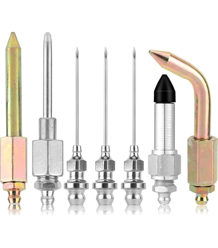 Kit 7 Pièces Accessoires Pour Pistolet à Graisse - Buses Aiguille, Distributeur, Raccords Caoutchouc Pour Espaces Serrés Et Profonds - 8