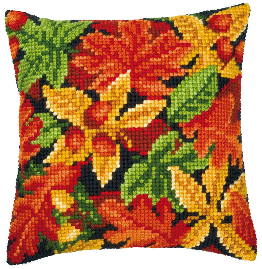 Vervaco Autumn Leaves Cross Stitch Cushion, Multi-Colour — image 1