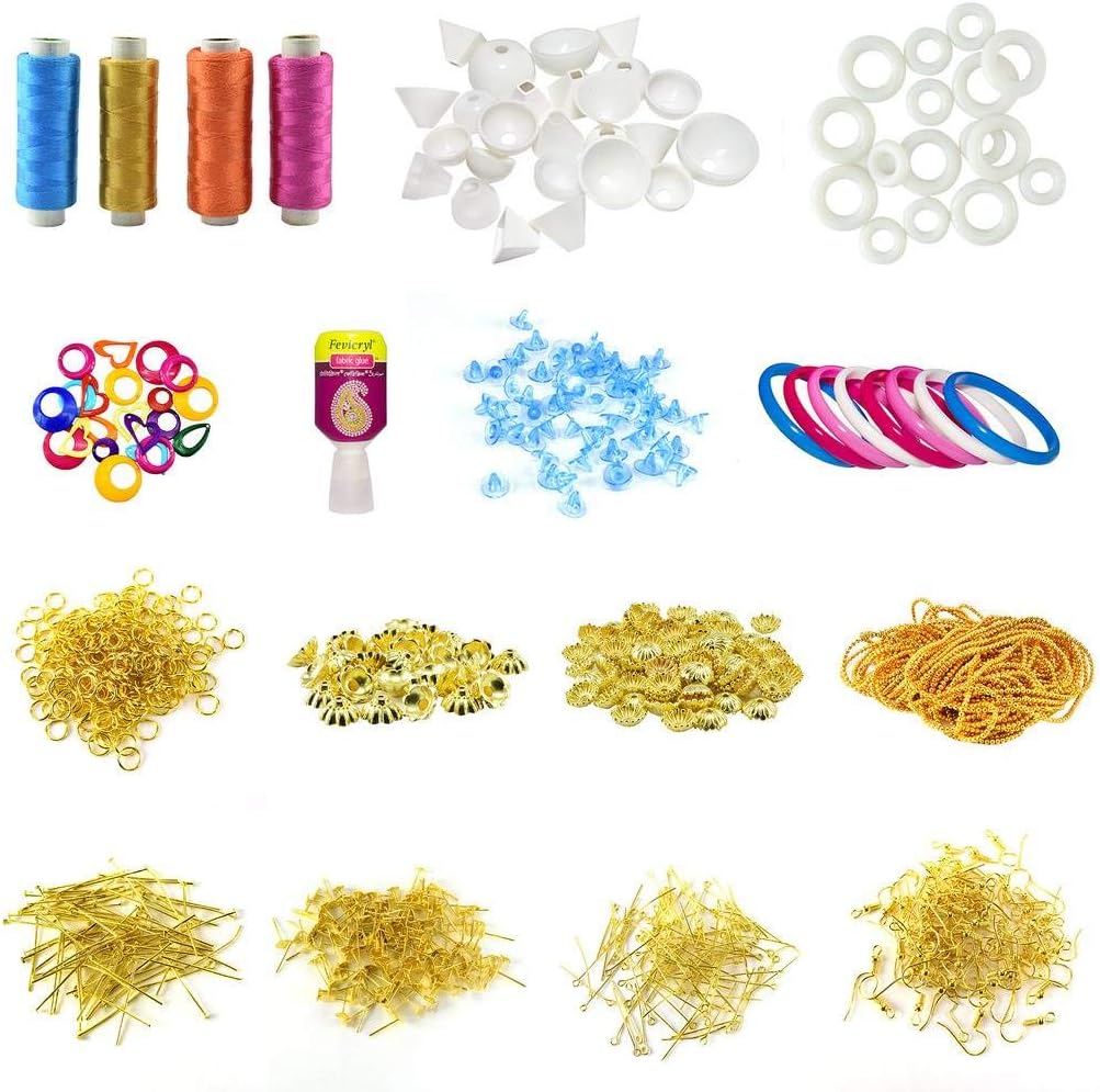 Unobite 18 Piece Silk Thread Jewellery Making Kit for Making Bangles and Earrings - Bangles Size 2.6