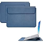 Happy Balls Laptop Sleeve Case 14inch with Stand Compatible with Microsoft Surface Laptop 13"/7 13.8"/6 5 4 3 2 13.5", MacBook Air/Pro 13.3", PU Leather Sleeve for 13-14" Notebook Computers(Dark Blue)