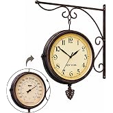 Twirleternity Outdoor Clock Thermometer Combo, Double-Sided Metal Clock | Vintage Copper Finish; Weather-Resistant Metal; 7 &frac34;" Easy-Read Dial; Ideal for Patios, Porches &amp; Garden Walls