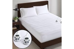 Serta Heated Mattress Pad Queen Size - Electric Mattress Pad, 10 Heat Setting Controller, Auto Shut Off Timer, Deep Elastic Pocket, Up to 17" Mattress, ETL Certified, Machine Wash, Queen, White