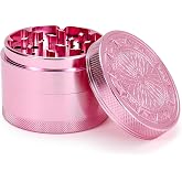 VICKYDGE 2.5 Inch Grinder - Large Kitchen Grinder with Exquisite Pattern, Pink