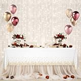 Plulon White and Gold Dot Tablecloth 137 x 274 cm PEVA Plastic view 6