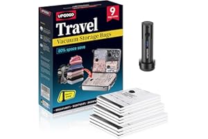 UPGOGO Travel Vacuum Bags for Luggage with Portable Electric Pump,Vacuum Seal Bags for Clothing,Packing Cubes Compression,Cruise Ship and Travel Essentials(Combo 9 Pack)