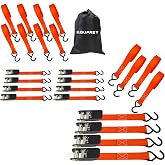 Ratchet Straps,Ratchet Tie Downs，Orange-standard-10ft：4 | Breaking Strength 900lbs, 1" X 10', Boat ,Kayak Tie Downs,Safety Handle,Fits for Moving Appliances ATV Truck