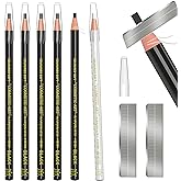 KAIQIKAIXI 6Pcs Black Waterproof Eyebrow Pencils Makeup Set For Marking, Filling And Outlining, Tattoo Makeup And Microblading Supplies Kit-Hard Refills Are Easy To Color (Black)