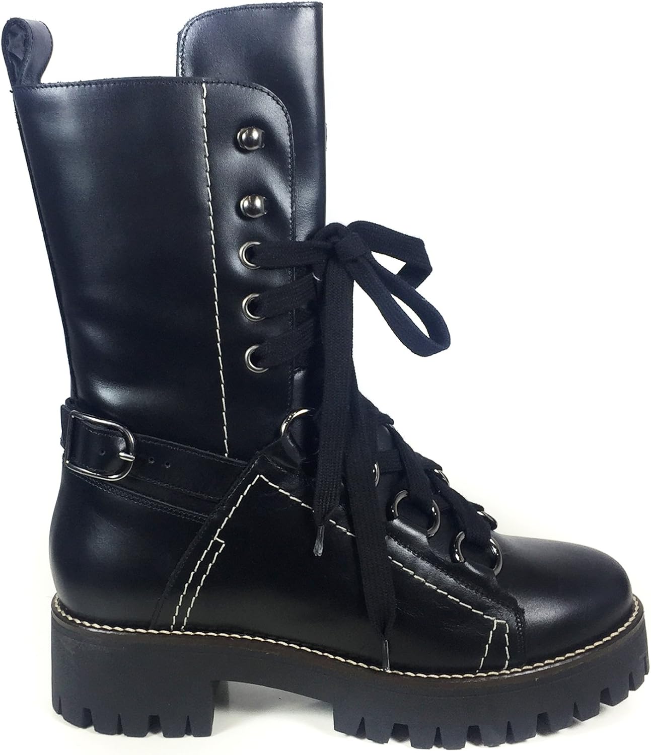Zara Women S Leather Ankle Boots With Track Sole And Rings 1153