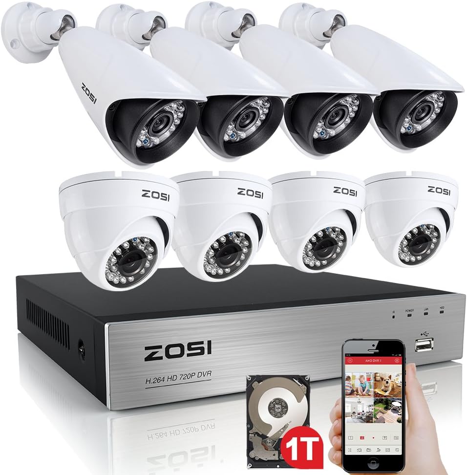 ZOSI sistema de CCTV H.264 8 CH 720P DVR grabador 4 x 1280TVL