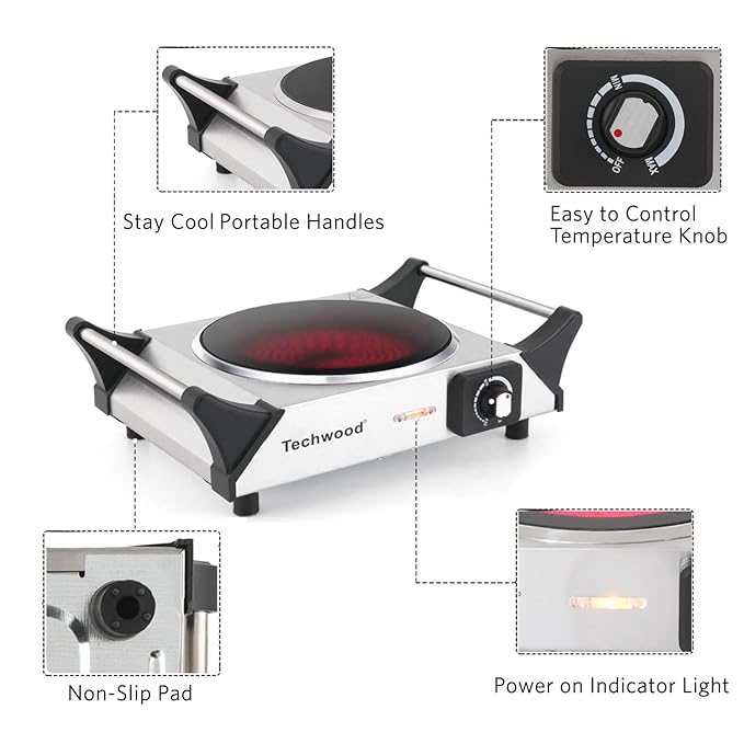 Amazon.com: Techwood - Estufa de cerámica eléctrica con ...