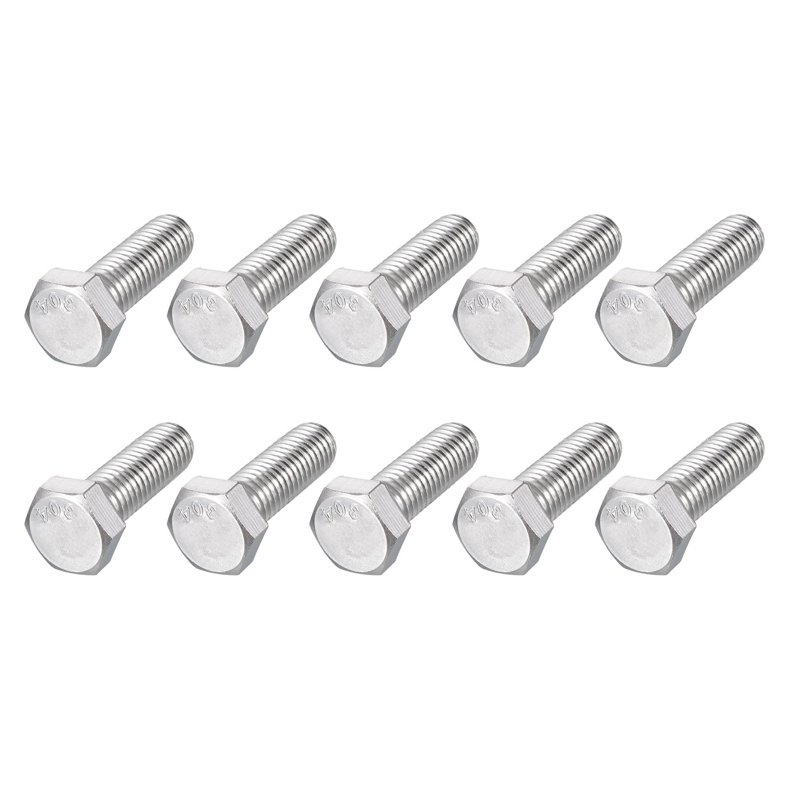 METALLIXITY Hex Head Bolts (1/2-13 x 1-1/2") 20Pcs, 304 Stainless Steel 18-8, Fully Threaded, External Hex Drive, Plain Finish, Hex Head Screw Bolt, Silver — image 1