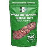 NPG Sichuan Dried Red Chili Peppers 4 Oz, Medium Hot Whole Chili Peppers | 240+ Pods Medium Spicy Heat, Perfect for Chili Oil, Chili Paste, Stir-Fries, Hot Pot, Mexican, Chinese and Thai Dishes