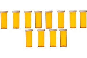 PRETRADA Plastic Prescription Vials with Snap Caps 6 Dram - 12 Per Bag