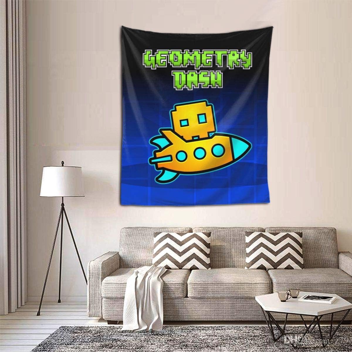 Geom-etry-Dash Home Decor Vertical Tapestry Tablecloth Wall Hanging Mural Art Bedroom Living Room