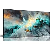LAOTOART Abstract Posters Home Wall Decor for Living Room - Modern Teal Wall Art for Bedroom Office Decor Size 20