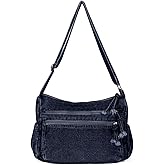 ALUSBELL Large Denim Tote Bag for Women Lightweight Denim Purses Jean Shoulder Bag Retro Crossbody Handbags