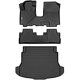GINOWY-Floor Mats Cargo Liner Set for Honda CRV 2007-2011, TPE All Weather CR-V Car Mats, Non-Slip Trunk Mat Floor Liners, Waterproof Custom Fit Accessories Mats Black
