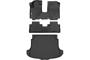 GINOWY-Floor Mats Cargo Liner Set for Honda CRV 2007-2011, TPE All Weather CR-V Car Mats, Non-Slip Trunk Mat Floor Liners, Waterproof Custom Fit Accessories Mats Black