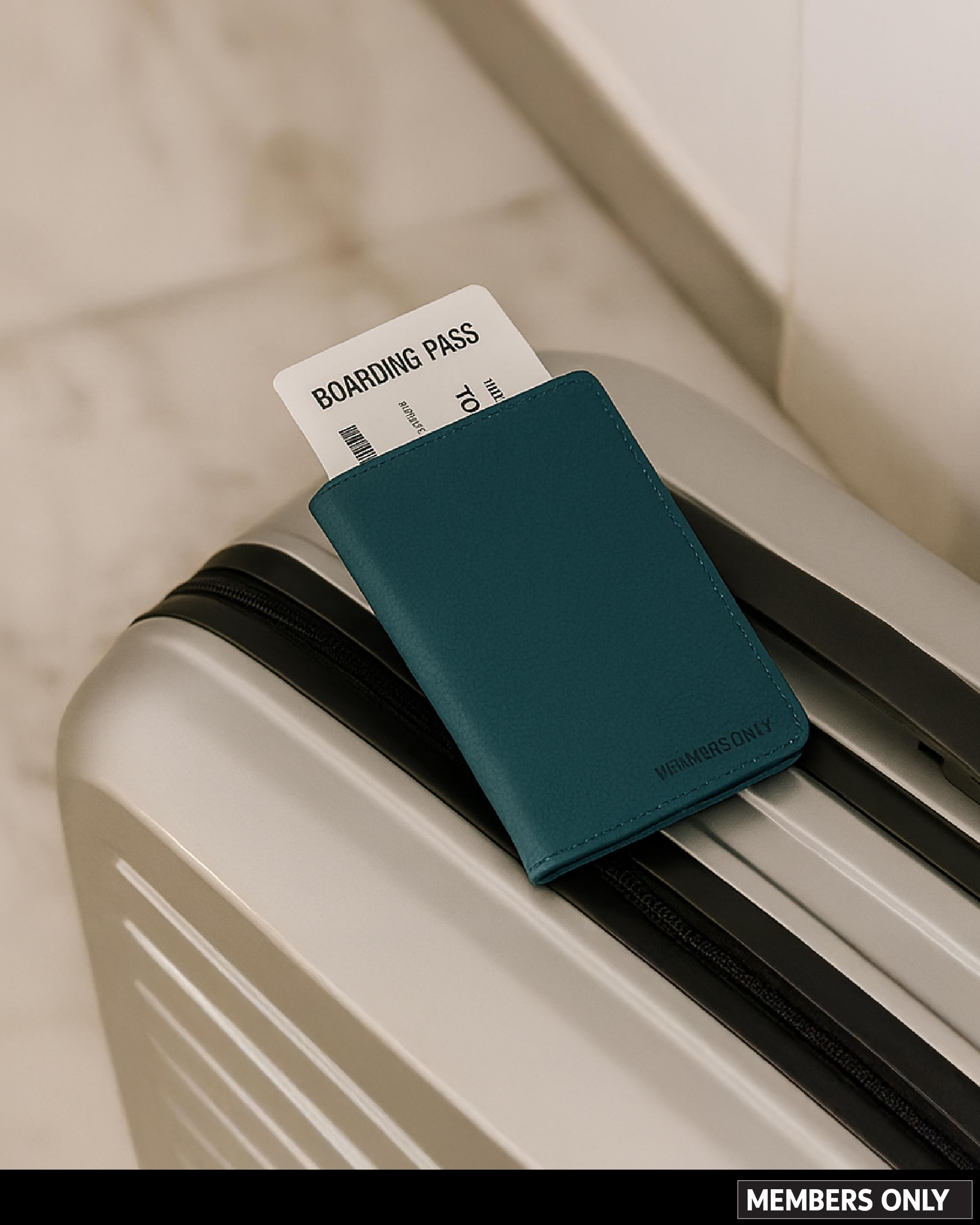 Members Only Debossed Passport Holder RFID Blocking, Passport Book Holder, Travel Must Haves (Slate Blue)