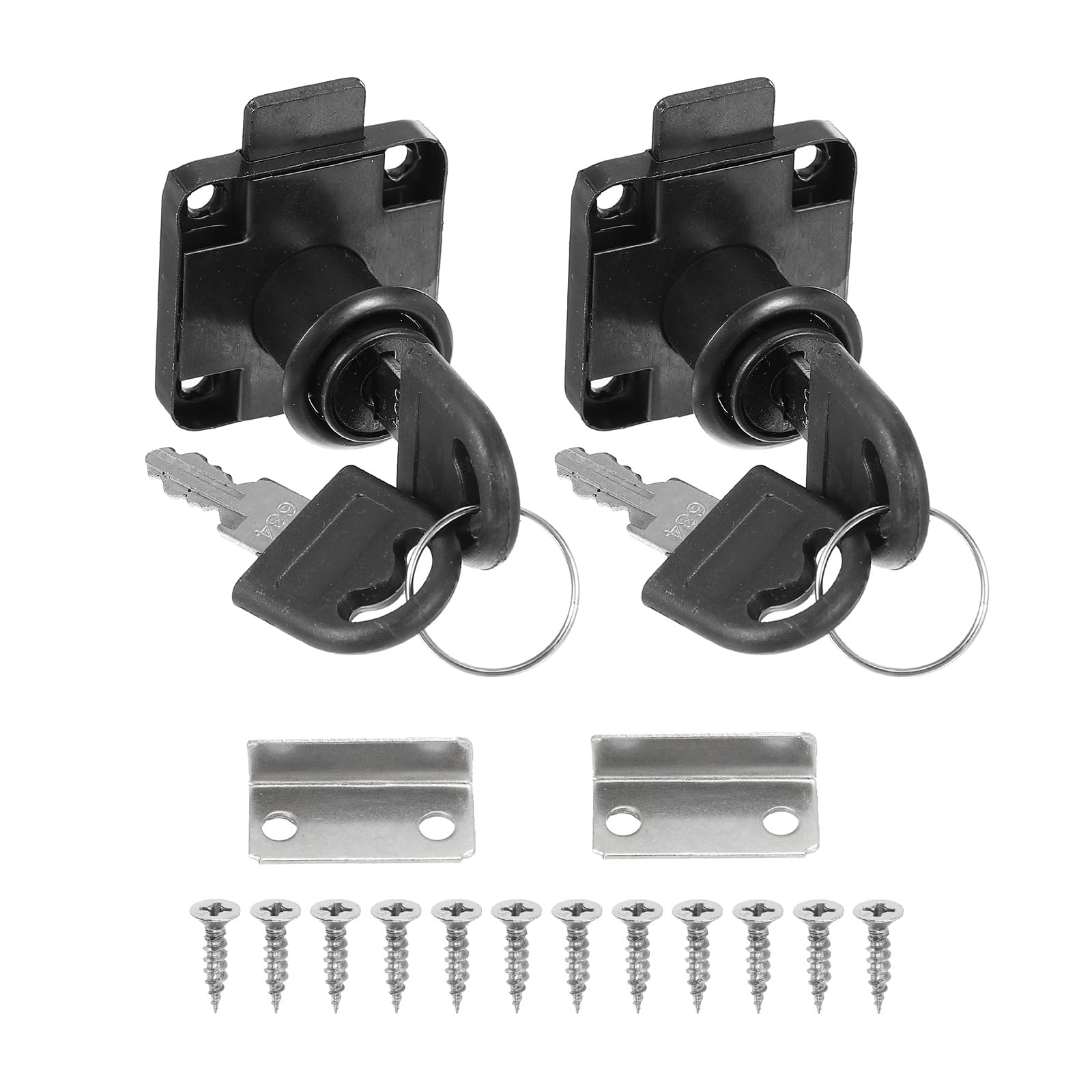 PATIKIL 2 Pack Drawer Lock with Keys, Keyed Different Alloy Steel Desktop Lock with 7/8" Length 3/4" Dia Cylinder Cam Cabinet Locks for File Drawer RV Storage Replacement, Black