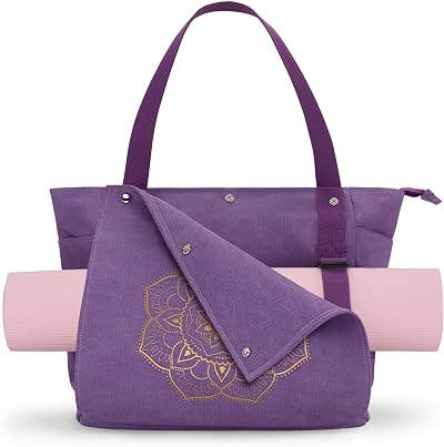 Gonex Yoga Mat Bag Canvas Tote with Pockets Multi Pockets Women Men