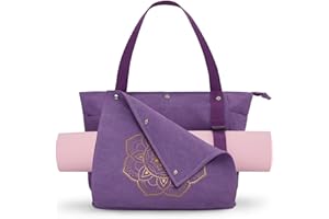Gonex Yoga Mat Bag, Yoga Gym Bag Tote Bag with Multi Pockets For Women Men, Canvas Yoga Mat Carrier Take in Out Mat Easily For Pilates Travel Workout Office