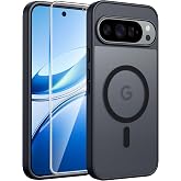 FNTCASE for Google Pixel 10 / Pixel 10 Pro Case, Compatible with Magsafe | Screen Protector, Translucent Matte, 14FT Military Grade Drop Protection, Shockproof Protective Phone Cover, Black