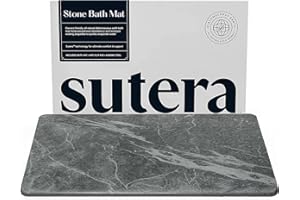 SUTERA - Stone Bath Mat, Diatomaceous Earth Shower Mat, Non-Slip Super Absorbent Quick Drying Bathroom Floor Mat, Natural, Easy to Clean (23.5 x 15 Slate)