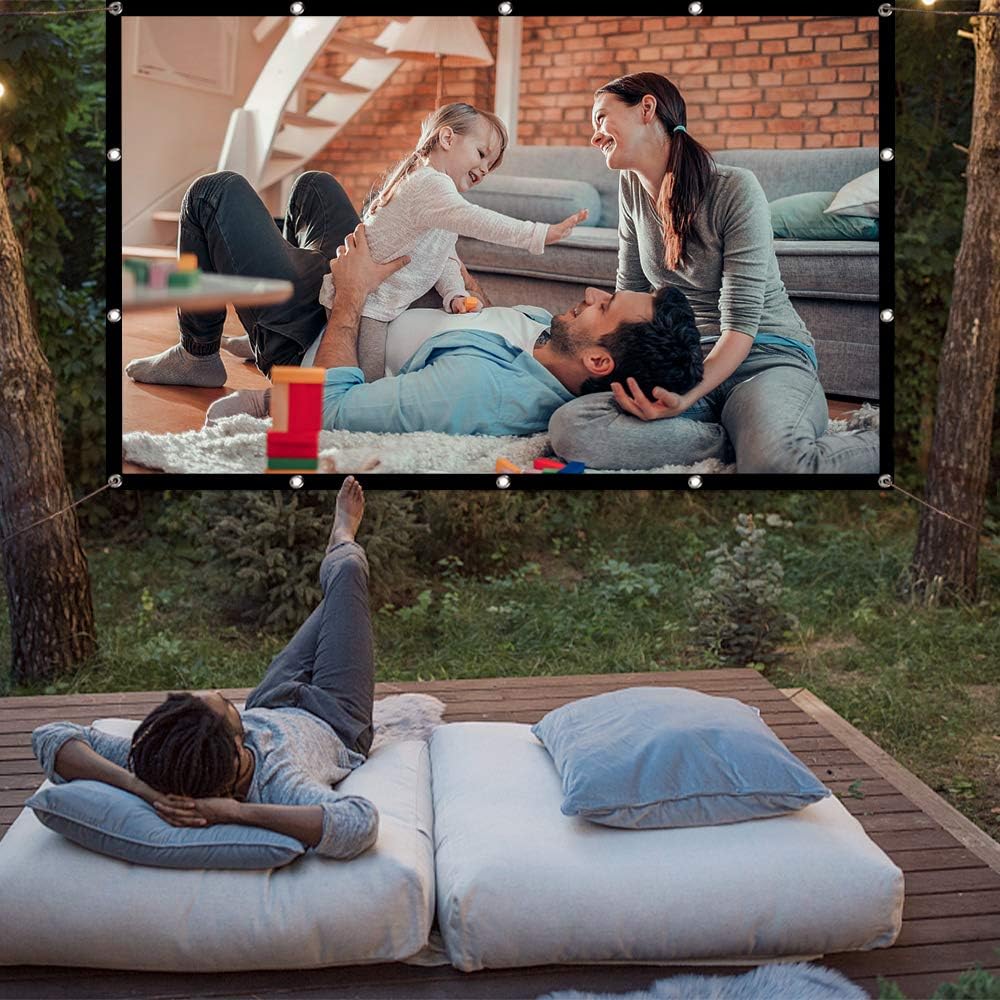 Portable Projector Screen 100 inch, 16:9 Foldable Anti-Crease HD 3D Indoor and Outdoor Projector Movies Screen, Support Double Sided Projection: Electronics