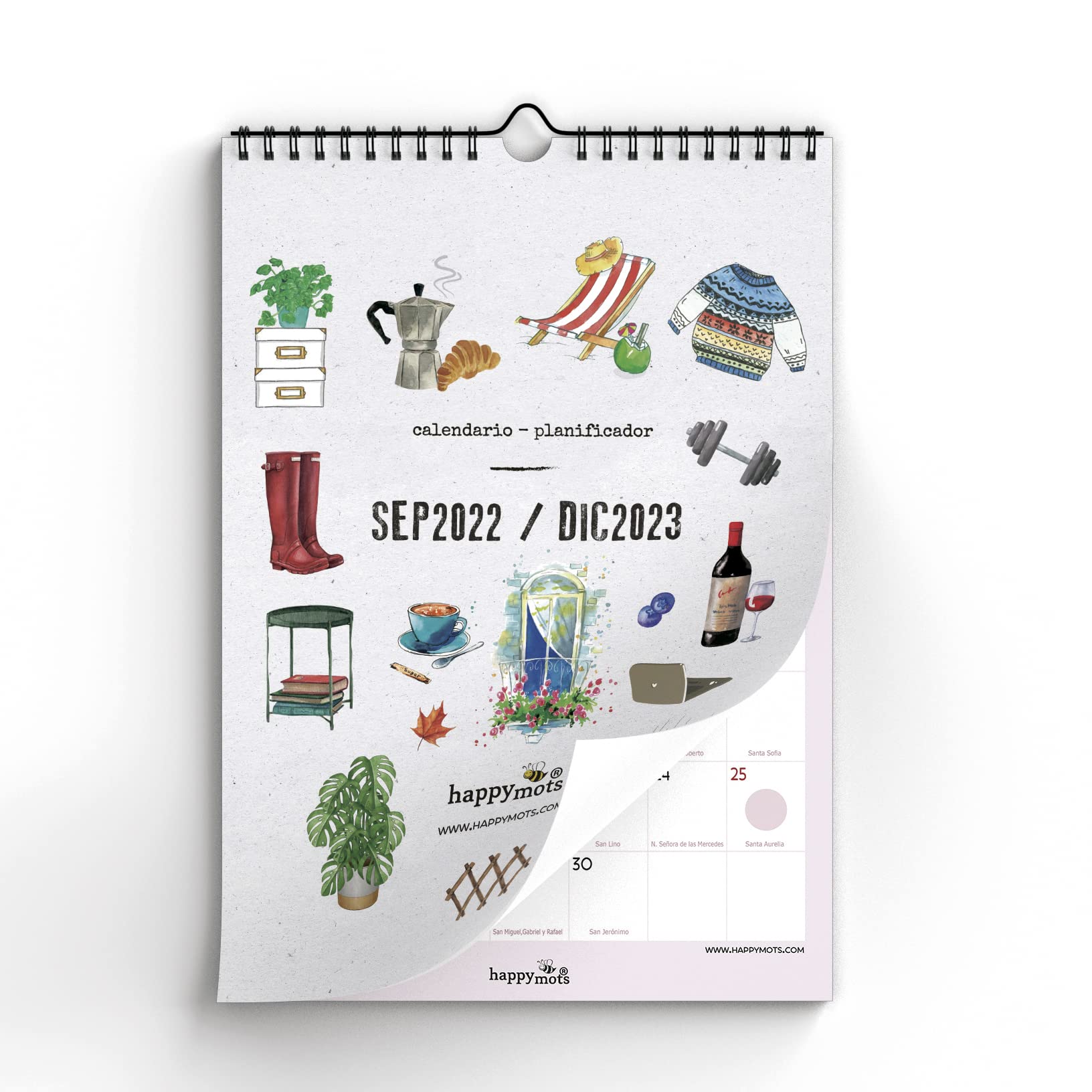 Happymots Calendar 2022 / 2023 | 16 Months from SEP2022 to DIC2023 | Large Wall Planner Calendar | A3 Size | Your Month of a Look. Planning and Organizing are the Base of Success.
