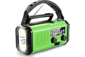 Aivica Emergency Hand Crank Radio with 10000mAh/37000mWh Battery Backup, AM FM NOAA Weather Radio, Type-C Charge,Solar Radio,SOS, 3 Modes LED Flashlight，Reading Lamp, Compass for Outdoor Survival