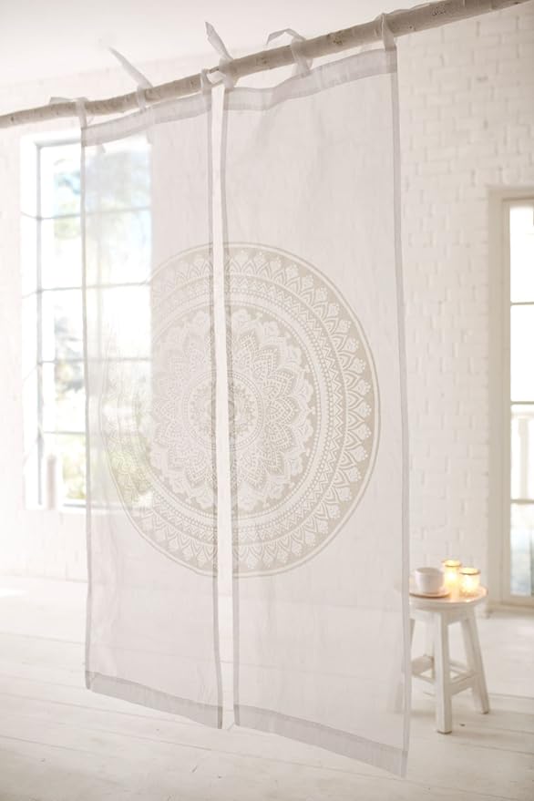 Pureday Vorhang Mandala 2 Teiliges Set Organdy Vorhang 100