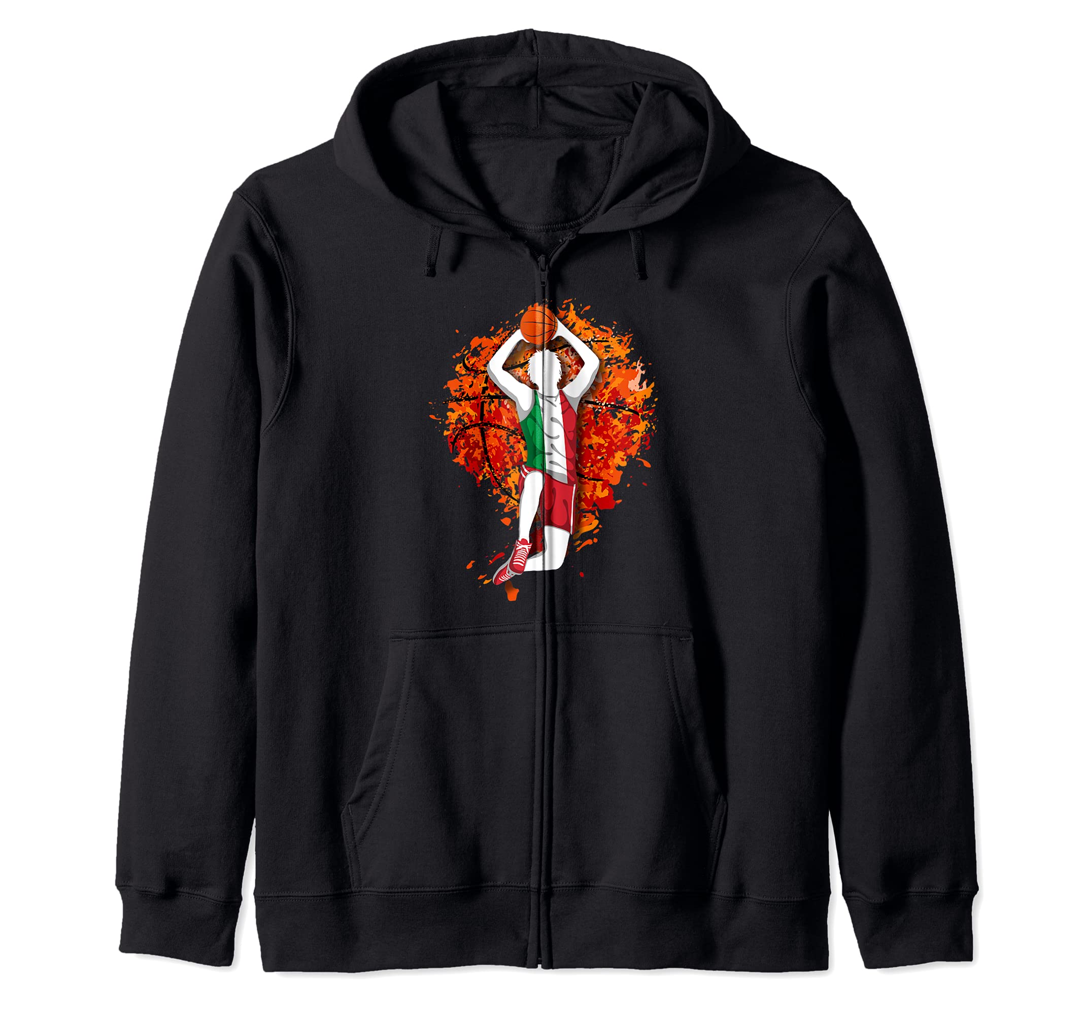 Italy Basketball Italian National Flag Mid Air Slam Dunk Zip Hoodie