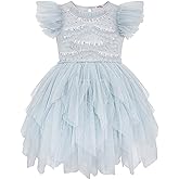 TUTULAND Tutu Dress for Girls - Glitter Sequin Tulle Dress Tiered Layered Flower Girl Dress for Wedding Birthday Photo Prop