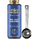 Ghirardelli Sea Salt Caramel Flavored Sauce, 16 Ounce Squeeze Bottle with Ghirardelli Stamped Barista Spoon