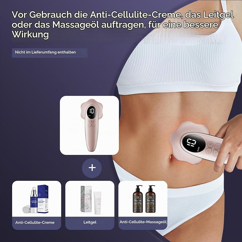 Cellulite Massagegerät Anti Lipödem Handmassagegerät, Nachgewiesene Wirksamkeit, mit 6 MassageköPfen, Geeignet für Bauch, Taille, Arme, Beine, Gesäß (Roségold) — Foto 5 von 8