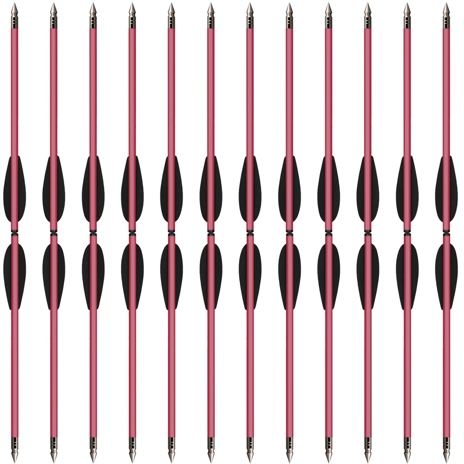 12/24pcs 6.3'' Aluminium Crossbow Bolts,Mini Crossbow Arrows with Sharp Steel Tip for 50-80lbs Pistol Crossbow Precision Target Shooting Practice, Small Hunting Game, Outdoor Fishing (24pcs red)