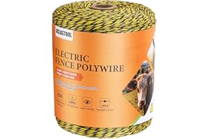 Aclastool Electric Fence Wire, 1400ft 427m, Polywire for Portable Livestock Fencing, 6 Stainless Steel Strands for Reliable Conductivity and Rust Resistance, UV Resistant